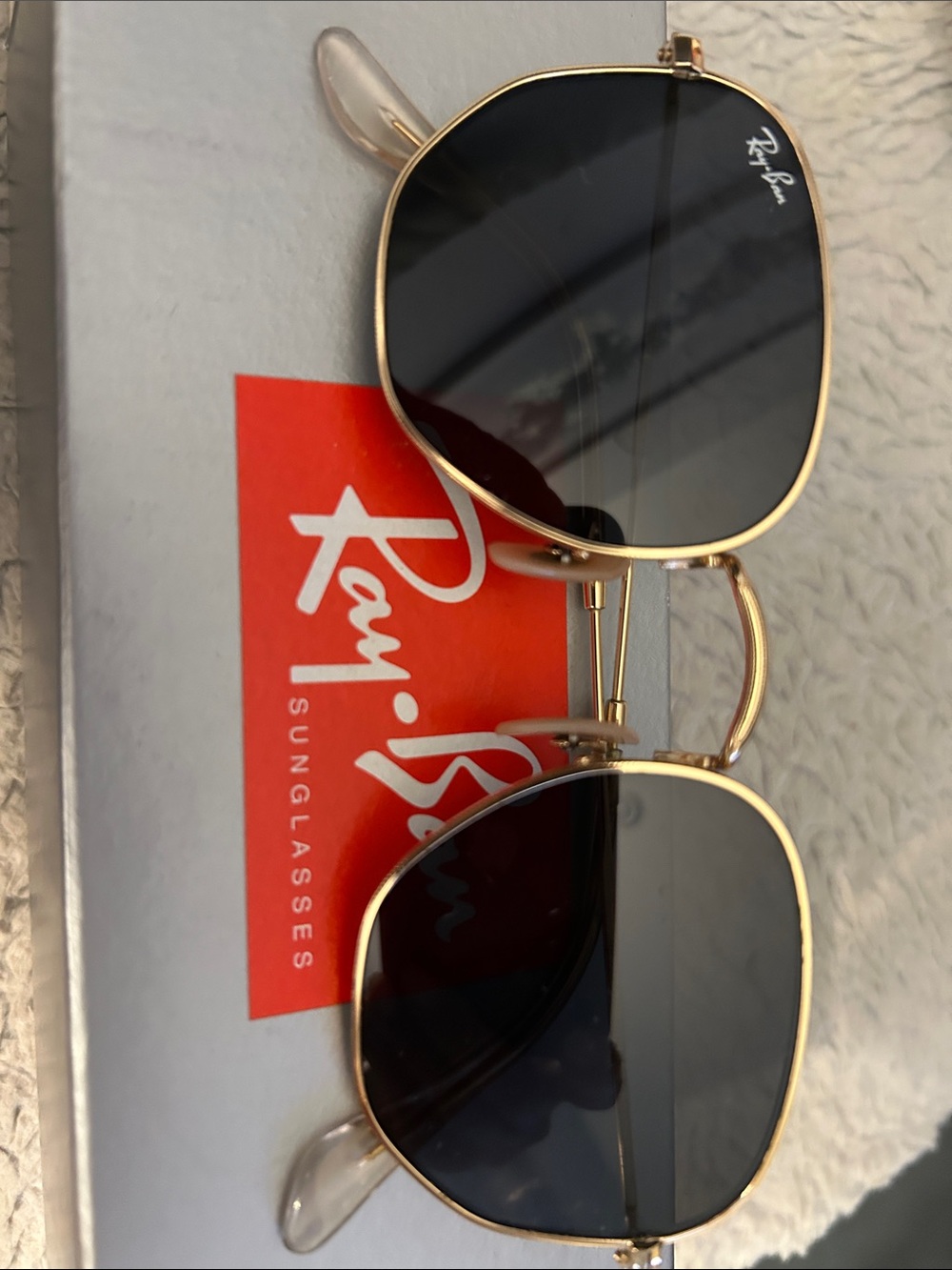 Ray-Ban Gold Frame Black Lens Sunglasses - Square Aviator